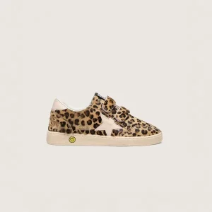 Kids' leopard print sneaker with hook-and-loop straps