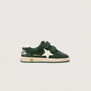 Green kids' sneaker with hook-and-loop straps