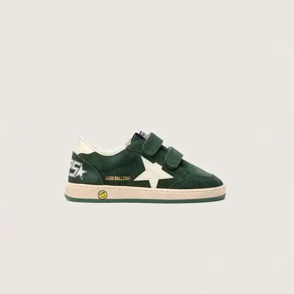Green kids' sneaker with hook-and-loop straps