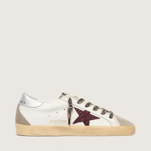 Super-Star low-top sneaker with a burgundy glitter star