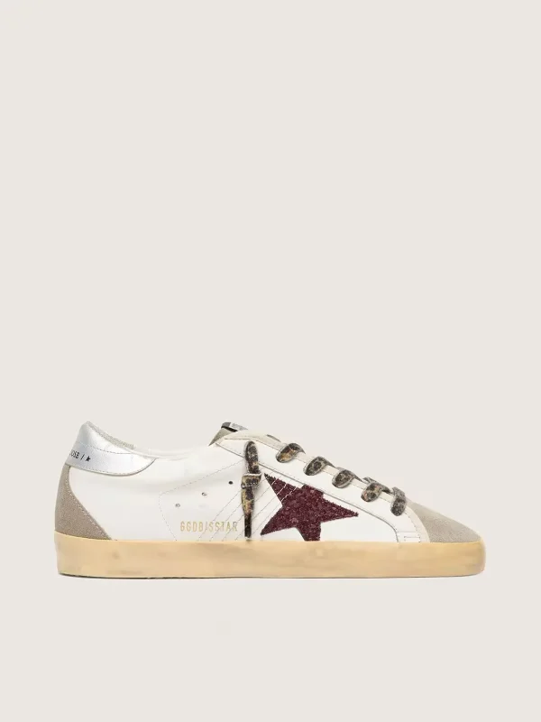 Super-Star low-top sneaker with a burgundy glitter star